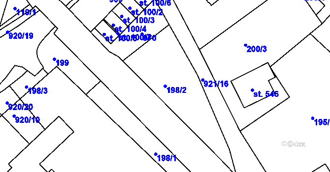 Parcela st. 198/2 v KÚ Dolní Temenice, Katastrální mapa