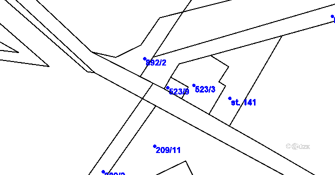 Parcela st. 523/9 v KÚ Dolní Temenice, Katastrální mapa