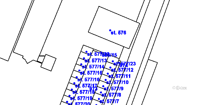 Parcela st. 523/15 v KÚ Dolní Temenice, Katastrální mapa