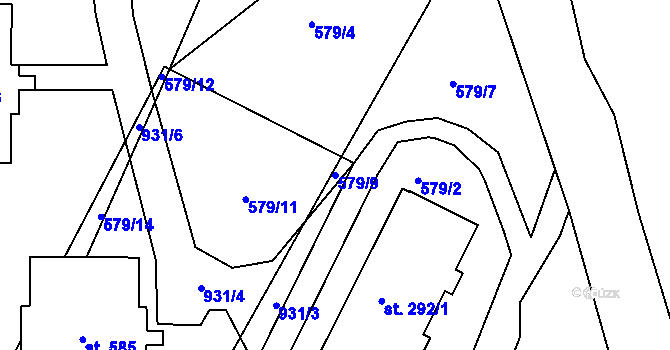 Parcela st. 579/9 v KÚ Dolní Temenice, Katastrální mapa