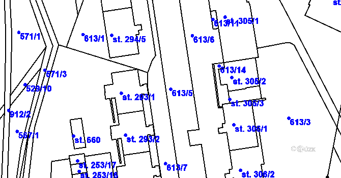 Parcela st. 613/5 v KÚ Dolní Temenice, Katastrální mapa
