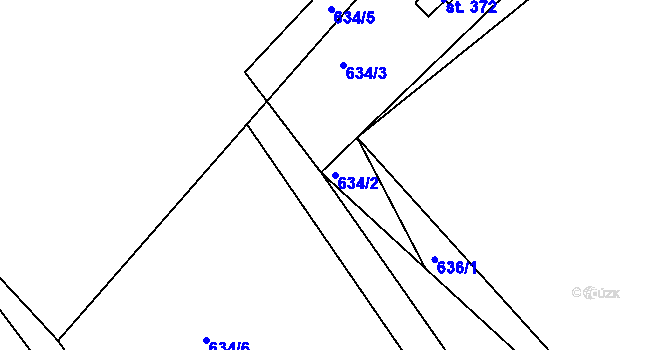 Parcela st. 634/2 v KÚ Dolní Temenice, Katastrální mapa