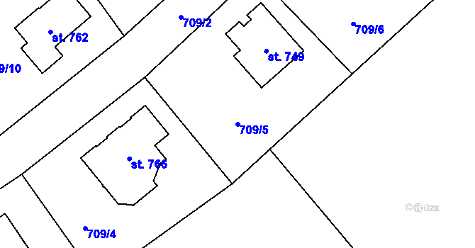 Parcela st. 709/5 v KÚ Dolní Temenice, Katastrální mapa
