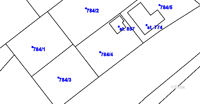Parcela st. 784/4 v KÚ Dolní Temenice, Katastrální mapa