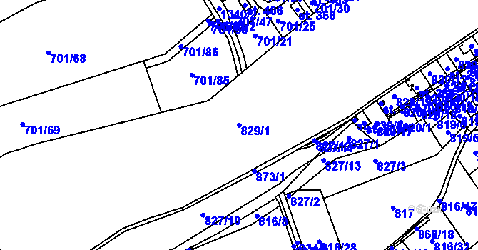 Parcela st. 829/1 v KÚ Dolní Temenice, Katastrální mapa