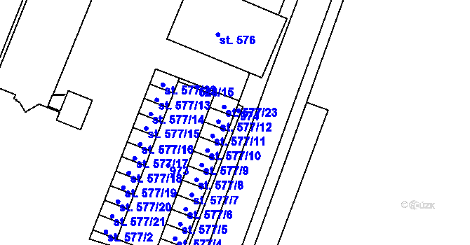 Parcela st. 577/24 v KÚ Dolní Temenice, Katastrální mapa