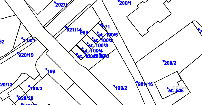 Parcela st. 100/8 v KÚ Dolní Temenice, Katastrální mapa