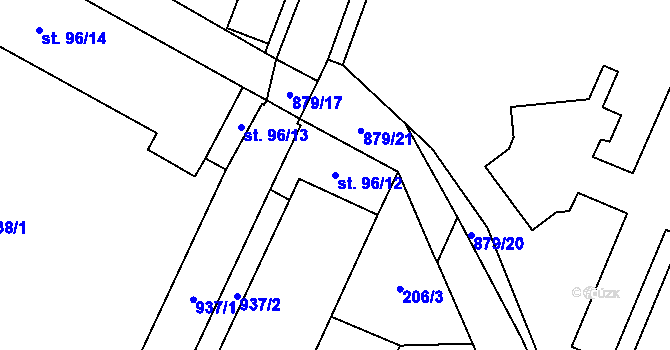 Parcela st. 96/12 v KÚ Dolní Temenice, Katastrální mapa