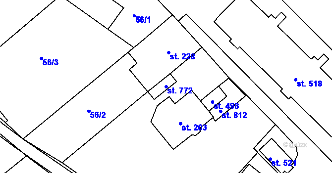 Parcela st. 772 v KÚ Dolní Temenice, Katastrální mapa