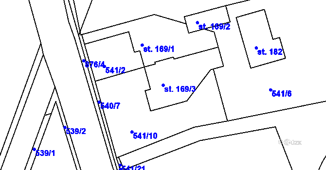Parcela st. 169/3 v KÚ Dolní Temenice, Katastrální mapa