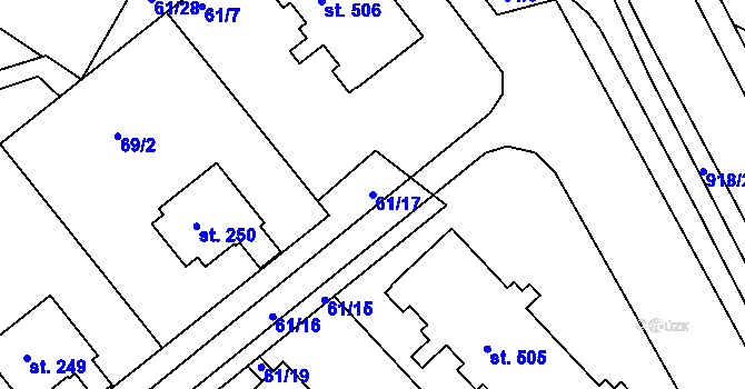 Parcela st. 61/17 v KÚ Dolní Temenice, Katastrální mapa