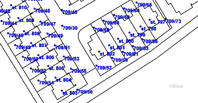 Parcela st. 802 v KÚ Dolní Temenice, Katastrální mapa