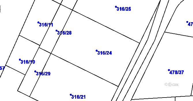 Parcela st. 316/24 v KÚ Dolní Temenice, Katastrální mapa