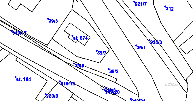 Parcela st. 39/7 v KÚ Dolní Temenice, Katastrální mapa