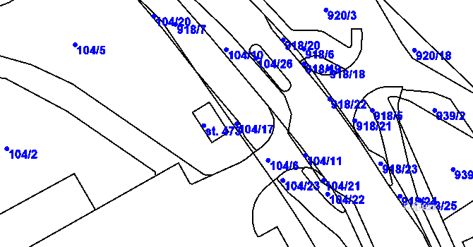 Parcela st. 104/17 v KÚ Dolní Temenice, Katastrální mapa