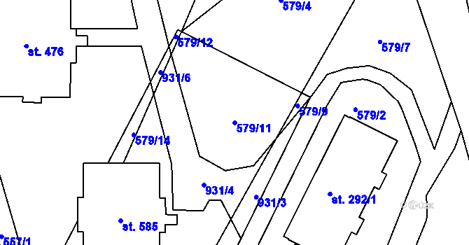 Parcela st. 579/11 v KÚ Dolní Temenice, Katastrální mapa