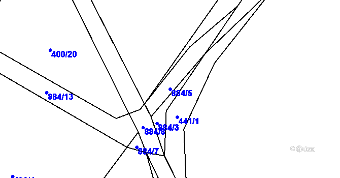 Parcela st. 884/5 v KÚ Dolní Temenice, Katastrální mapa