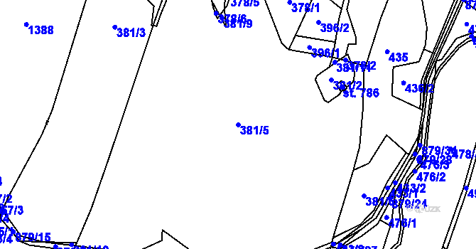 Parcela st. 381/5 v KÚ Dolní Temenice, Katastrální mapa