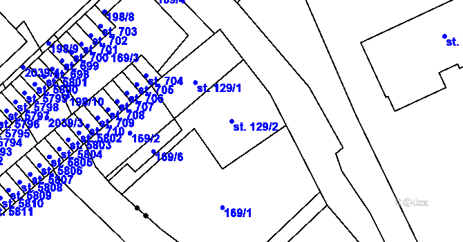 Parcela st. 129/2 v KÚ Dolní Temenice, Katastrální mapa