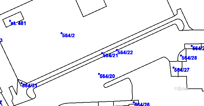 Parcela st. 564/21 v KÚ Dolní Temenice, Katastrální mapa