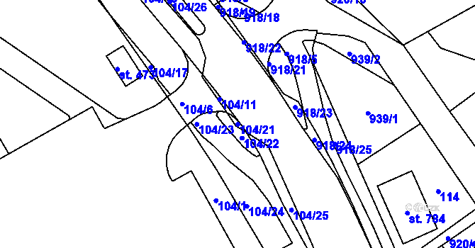 Parcela st. 104/21 v KÚ Dolní Temenice, Katastrální mapa