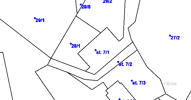 Parcela st. 7/1 v KÚ Horní Temenice, Katastrální mapa