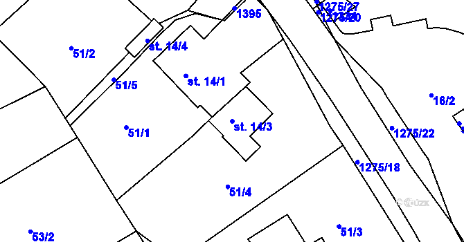 Parcela st. 14/3 v KÚ Horní Temenice, Katastrální mapa