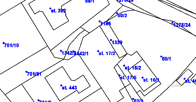 Parcela st. 17/2 v KÚ Horní Temenice, Katastrální mapa