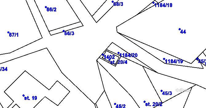 Parcela st. 20/3 v KÚ Horní Temenice, Katastrální mapa