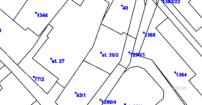 Parcela st. 25/2 v KÚ Horní Temenice, Katastrální mapa
