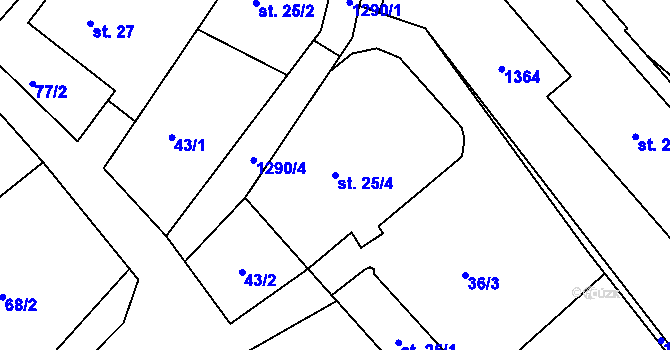Parcela st. 25/4 v KÚ Horní Temenice, Katastrální mapa