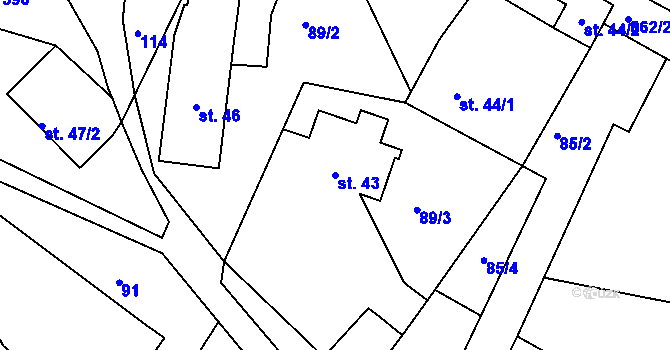 Parcela st. 43 v KÚ Horní Temenice, Katastrální mapa