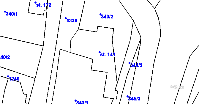 Parcela st. 141 v KÚ Horní Temenice, Katastrální mapa