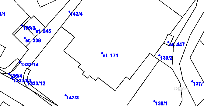 Parcela st. 171 v KÚ Horní Temenice, Katastrální mapa