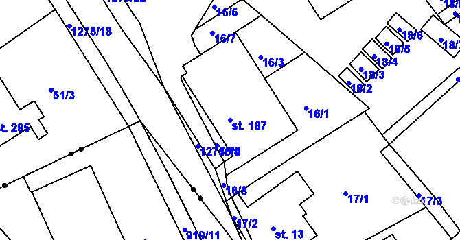 Parcela st. 187 v KÚ Horní Temenice, Katastrální mapa