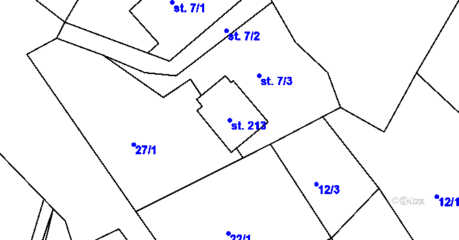 Parcela st. 213 v KÚ Horní Temenice, Katastrální mapa