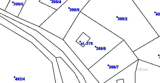 Parcela st. 278 v KÚ Horní Temenice, Katastrální mapa