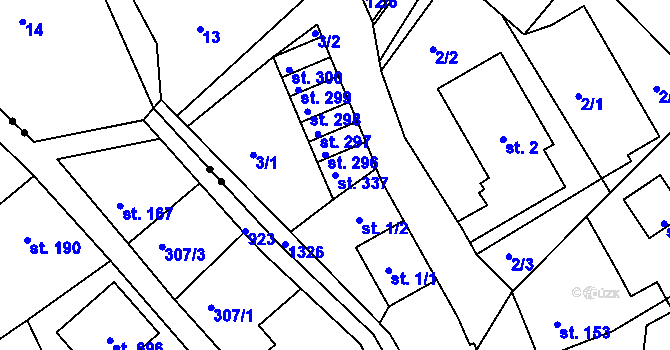 Parcela st. 337 v KÚ Horní Temenice, Katastrální mapa