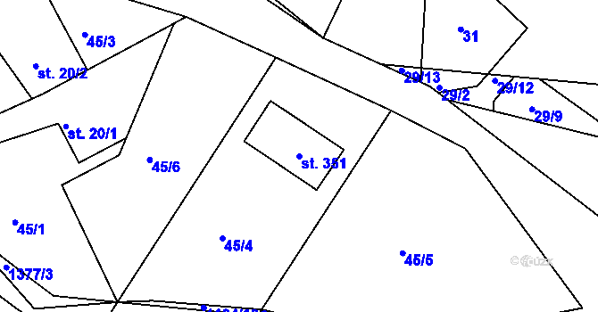 Parcela st. 351 v KÚ Horní Temenice, Katastrální mapa