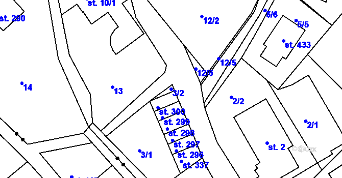 Parcela st. 3/2 v KÚ Horní Temenice, Katastrální mapa