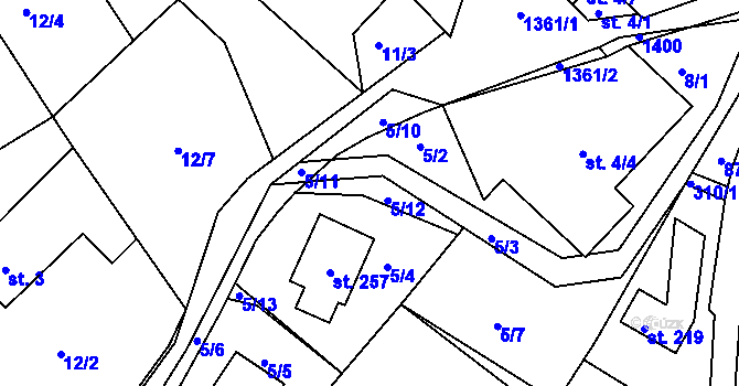 Parcela st. 5/6 v KÚ Horní Temenice, Katastrální mapa