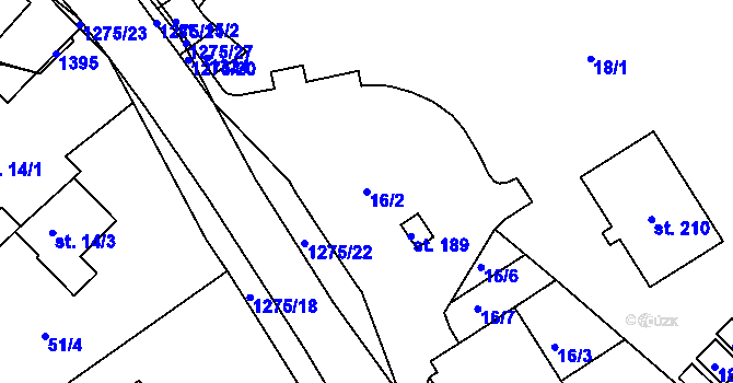 Parcela st. 16/2 v KÚ Horní Temenice, Katastrální mapa