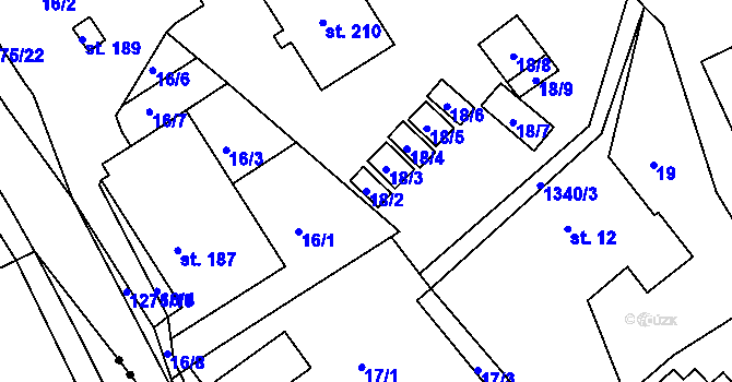 Parcela st. 18/2 v KÚ Horní Temenice, Katastrální mapa