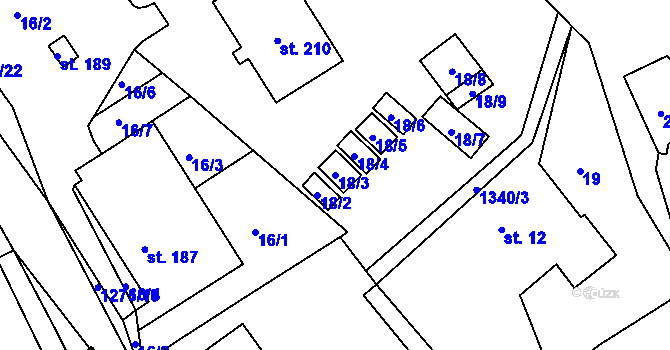 Parcela st. 18/3 v KÚ Horní Temenice, Katastrální mapa
