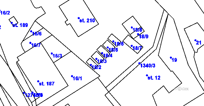 Parcela st. 18/4 v KÚ Horní Temenice, Katastrální mapa