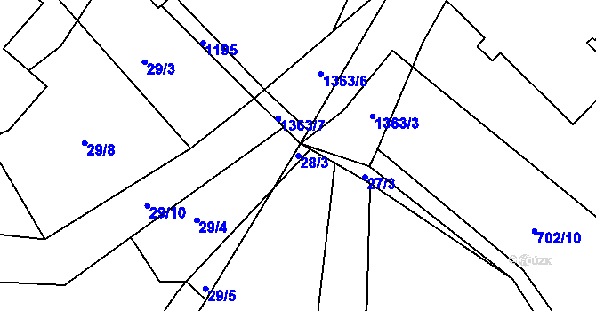 Parcela st. 28/3 v KÚ Horní Temenice, Katastrální mapa