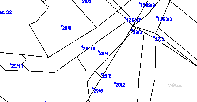 Parcela st. 29/4 v KÚ Horní Temenice, Katastrální mapa