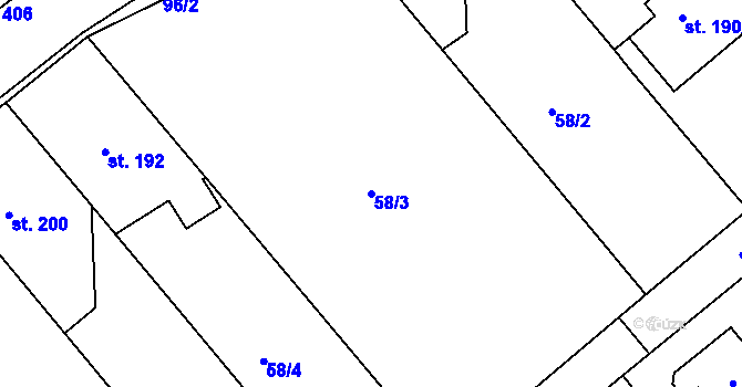 Parcela st. 58/3 v KÚ Horní Temenice, Katastrální mapa