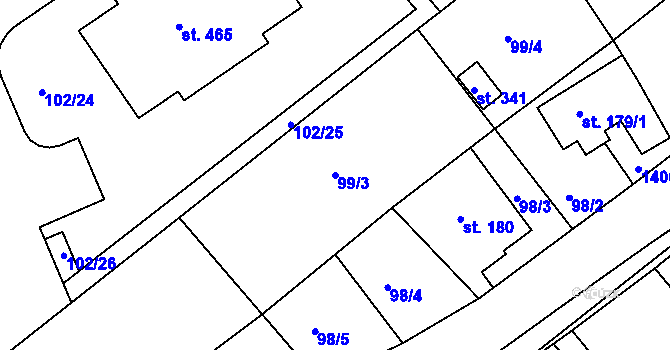 Parcela st. 99/3 v KÚ Horní Temenice, Katastrální mapa
