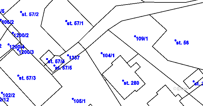 Parcela st. 104/1 v KÚ Horní Temenice, Katastrální mapa